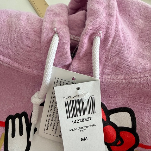 🎀 Hello Kitty x Nissin Cup Noodles Pink Pullover Hoodie Small - Picture 15 of 16